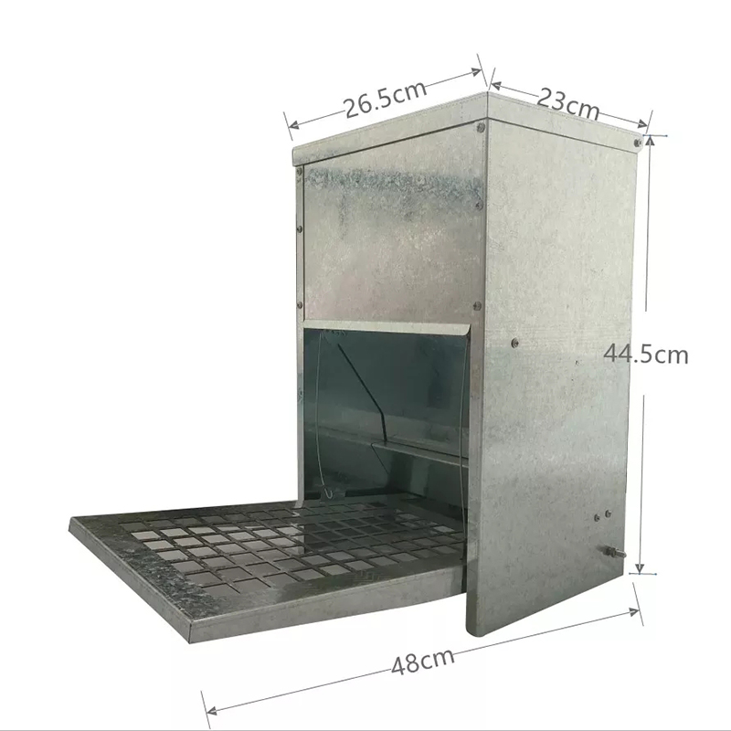 Metal Automatic Anti-rain Treadle Feeder With Lid 8KGS Chicken Feeding Boxes Pest Proof For Farm Poultry Chickens Feeding LM-127